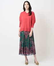 PYHAE02690 CHRISTIAN AUJARD(小さいサイズ)(メゾン ドゥ サンク) [セットアップ対応]RATTIペイズリープリントスカート ピンク×ネイビー系