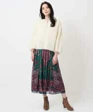 PYHAE02690 CHRISTIAN AUJARD(小さいサイズ)(メゾン ドゥ サンク) [セットアップ対応]RATTIペイズリープリントスカート ピンク×ネイビー系