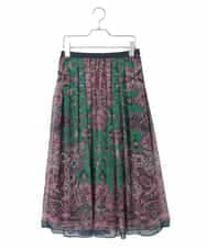 PYHAE02690 CHRISTIAN AUJARD(小さいサイズ)(メゾン ドゥ サンク) [セットアップ対応]RATTIペイズリープリントスカート ピンク×ネイビー系