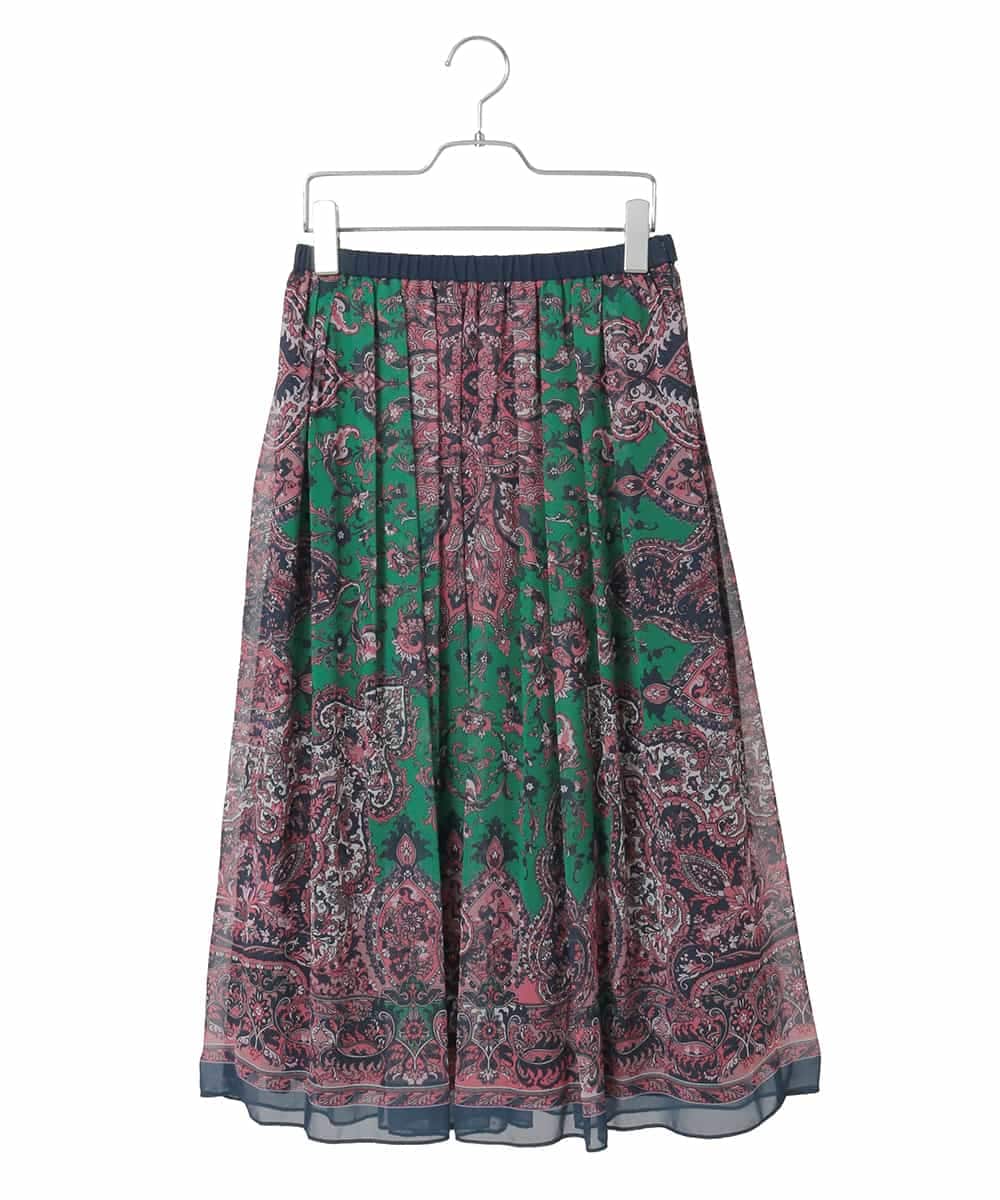 PYHAE02690 CHRISTIAN AUJARD(小さいサイズ)(メゾン ドゥ サンク) [セットアップ対応]RATTIペイズリープリントスカート ピンク×ネイビー系