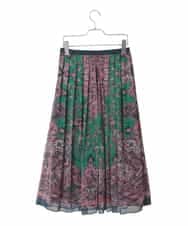 PYHAE02690 CHRISTIAN AUJARD(小さいサイズ)(メゾン ドゥ サンク) [セットアップ対応]RATTIペイズリープリントスカート ピンク×ネイビー系