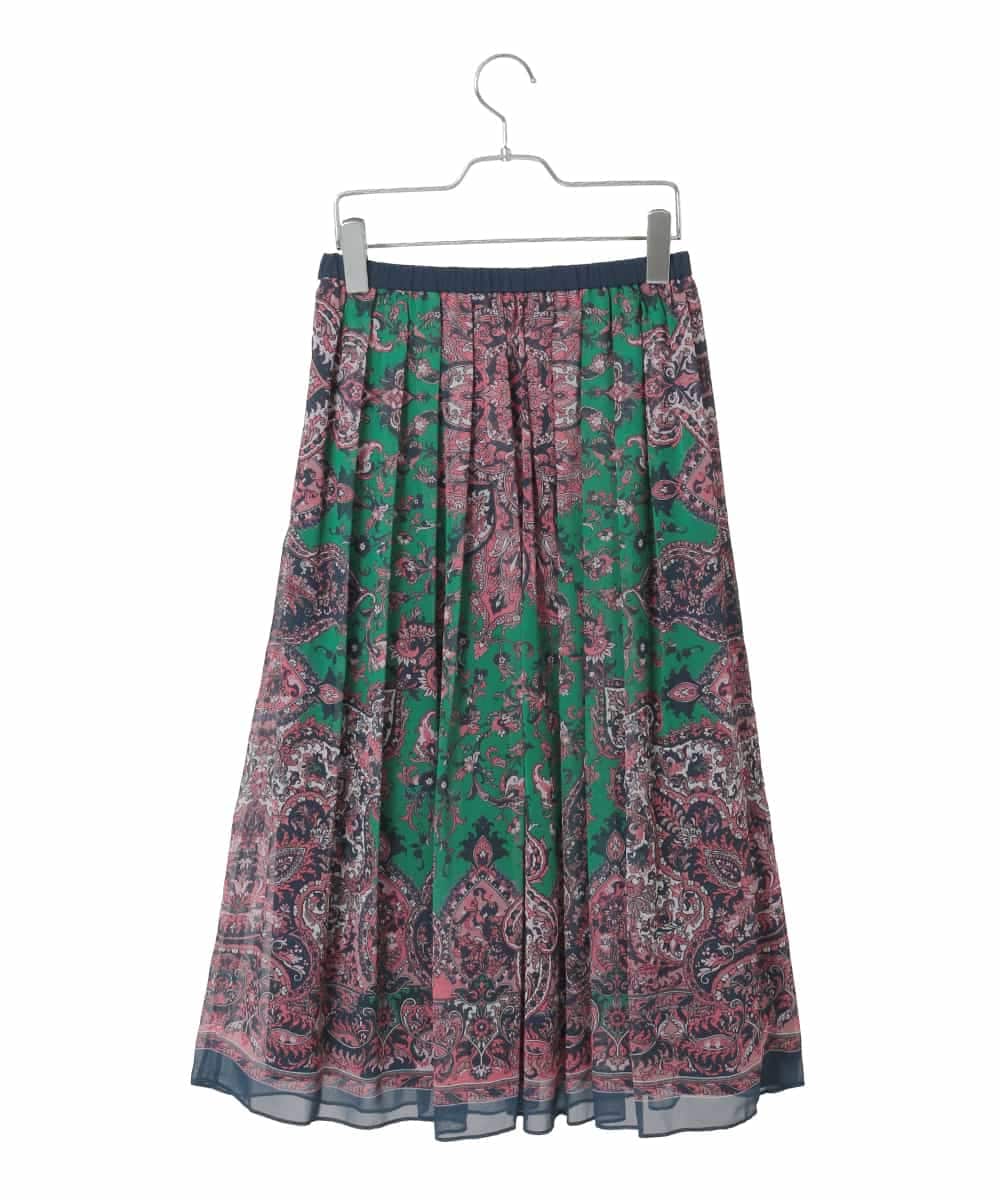 PYHAE02690 CHRISTIAN AUJARD(小さいサイズ)(メゾン ドゥ サンク) [セットアップ対応]RATTIペイズリープリントスカート ピンク×ネイビー系