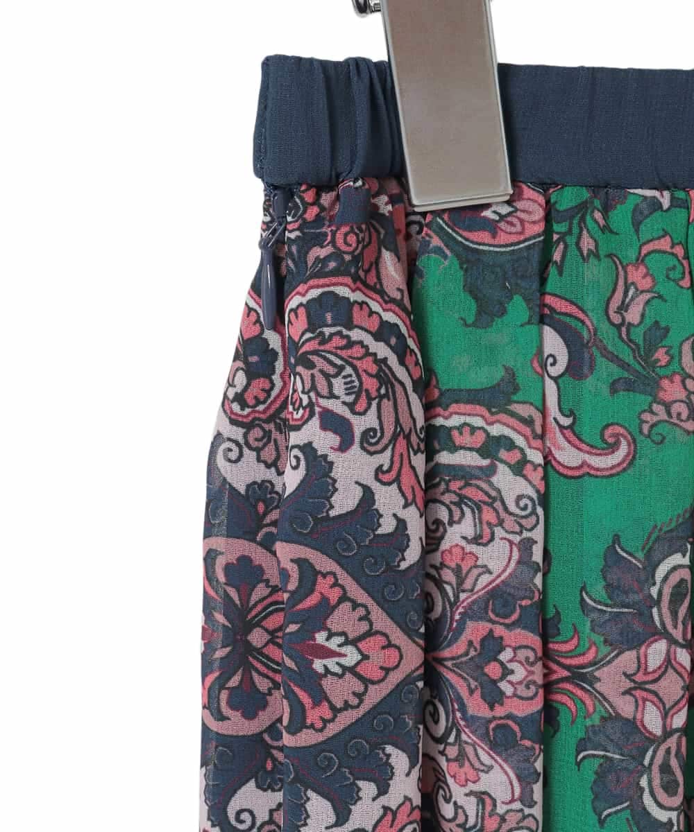 PYHAE02690 CHRISTIAN AUJARD(小さいサイズ)(メゾン ドゥ サンク) [セットアップ対応]RATTIペイズリープリントスカート ピンク×ネイビー系