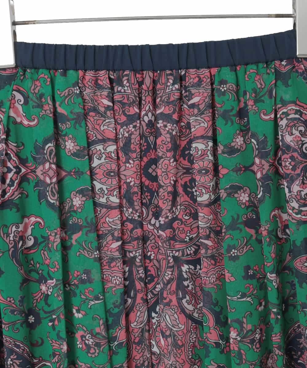 PYHAE02690 CHRISTIAN AUJARD(小さいサイズ)(メゾン ドゥ サンク) [セットアップ対応]RATTIペイズリープリントスカート ピンク×ネイビー系