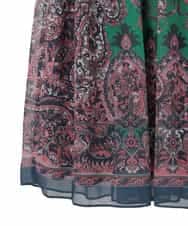 PYHAE02690 CHRISTIAN AUJARD(小さいサイズ)(メゾン ドゥ サンク) [セットアップ対応]RATTIペイズリープリントスカート ピンク×ネイビー系