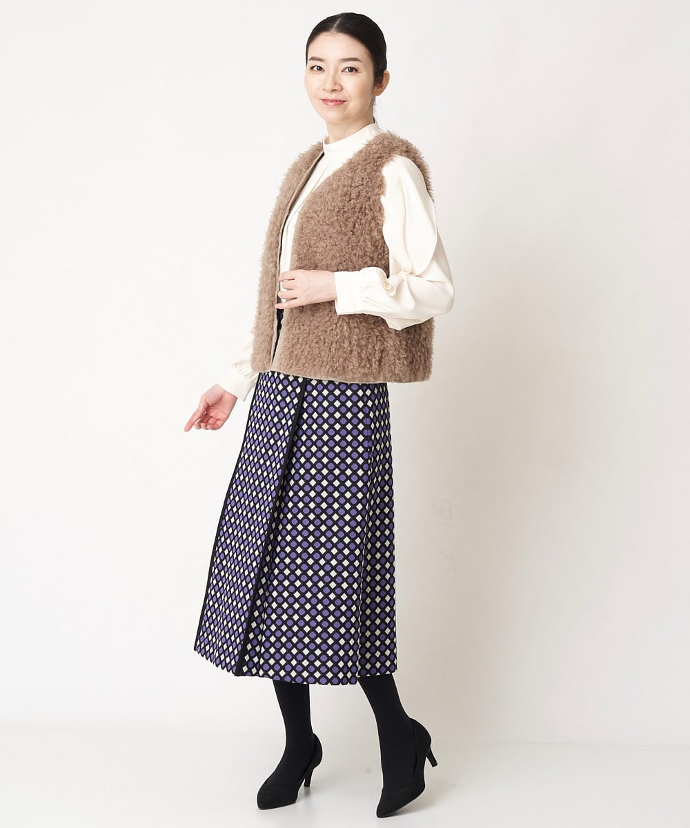 PYHAW28330 CHRISTIAN AUJARD(小さいサイズ)(メゾン ドゥ サンク) ジオメトリックジャガードスカート パープル系