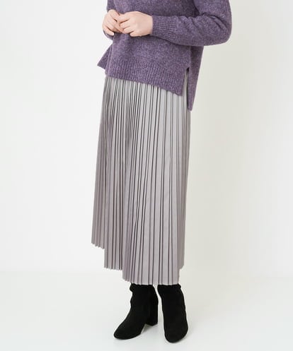 PYHAW32360 CHRISTIAN AUJARD(小さいサイズ) レザー風サテンプリーツスカート