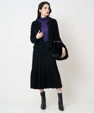 PYHCD02490 CHRISTIAN AUJARD(小さいサイズ)(メゾン ドゥ サンク) ウエーブニットプリーツスカート ブラック