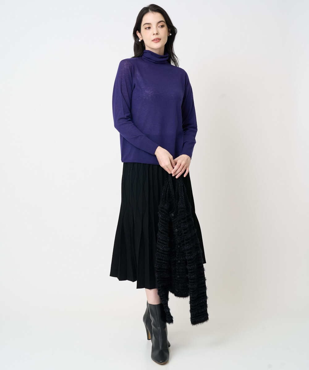 PYHCD02490 CHRISTIAN AUJARD(小さいサイズ)(メゾン ドゥ サンク) ウエーブニットプリーツスカート ブラック