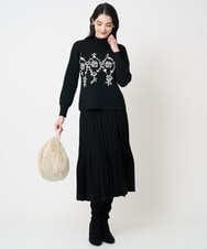 PYHCD02490 CHRISTIAN AUJARD(小さいサイズ)(メゾン ドゥ サンク) ウエーブニットプリーツスカート ブラック