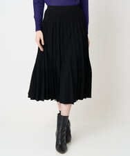 PYHCD02490 CHRISTIAN AUJARD(小さいサイズ)(メゾン ドゥ サンク) ウエーブニットプリーツスカート ブラック