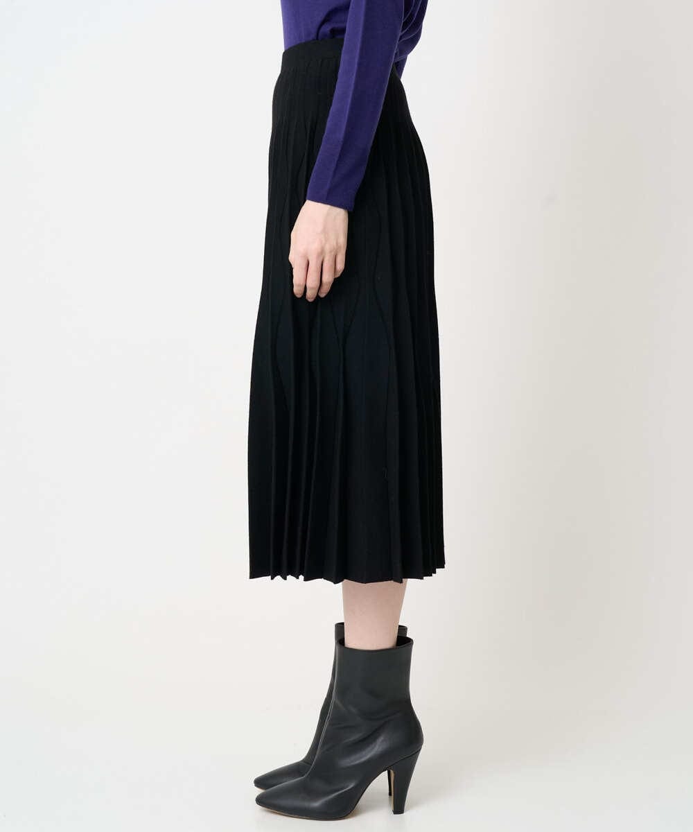 PYHCD02490 CHRISTIAN AUJARD(小さいサイズ)(メゾン ドゥ サンク) ウエーブニットプリーツスカート ブラック