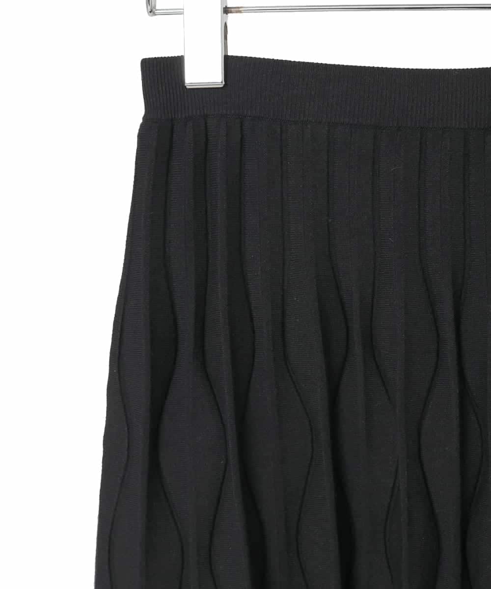 PYHCD02490 CHRISTIAN AUJARD(小さいサイズ)(メゾン ドゥ サンク) ウエーブニットプリーツスカート ブラック