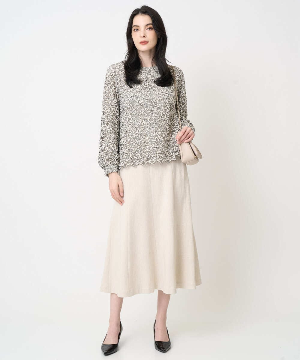 PYHCD09390 CHRISTIAN AUJARD(小さいサイズ)(メゾン ドゥ サンク) [セットアップ対応]ラメジャージースカート アイボリー