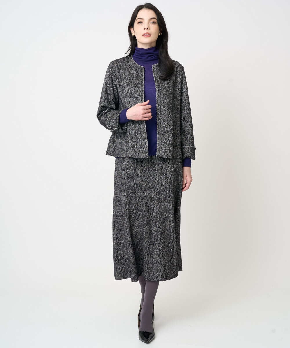 PYHCD09390 CHRISTIAN AUJARD(小さいサイズ)(メゾン ドゥ サンク) [セットアップ対応]ラメジャージースカート ブラック