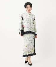 PYHEB42450 CHRISTIAN AUJARD(小さいサイズ)(メゾン ドゥ サンク) [セットアップ対応]ボタニカルフラワープリントスカート グリーン系