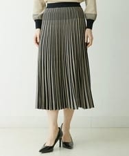 PYHES37440 CHRISTIAN AUJARD(小さいサイズ)(メゾン ドゥ サンク) 【セットアップ対応】デザインプリーツニットスカート ブラック×ベージュ