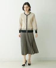 PYHES37440 CHRISTIAN AUJARD(小さいサイズ)(メゾン ドゥ サンク) 【セットアップ対応】デザインプリーツニットスカート ブラック×ベージュ
