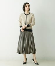 PYHES37440 CHRISTIAN AUJARD(小さいサイズ)(メゾン ドゥ サンク) 【セットアップ対応】デザインプリーツニットスカート ブラック×ベージュ