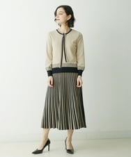 PYHES37440 CHRISTIAN AUJARD(小さいサイズ)(メゾン ドゥ サンク) 【セットアップ対応】デザインプリーツニットスカート ブラック×ベージュ
