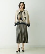 PYHES37440 CHRISTIAN AUJARD(小さいサイズ)(メゾン ドゥ サンク) 【セットアップ対応】デザインプリーツニットスカート ブラック×ベージュ