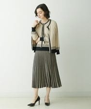PYHES37440 CHRISTIAN AUJARD(小さいサイズ)(メゾン ドゥ サンク) 【セットアップ対応】デザインプリーツニットスカート ブラック×ベージュ