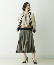 PYHES37440 CHRISTIAN AUJARD(小さいサイズ)(メゾン ドゥ サンク) 【セットアップ対応】デザインプリーツニットスカート ブラック×ベージュ