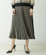 PYHES37440 CHRISTIAN AUJARD(小さいサイズ)(メゾン ドゥ サンク) 【セットアップ対応】デザインプリーツニットスカート ブラック×ベージュ