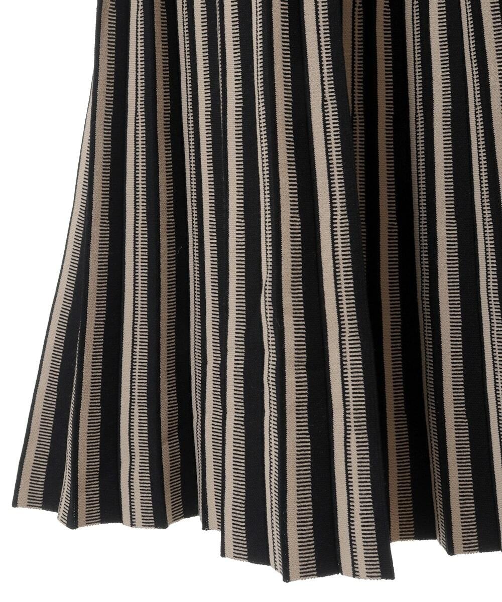 PYHES37440 CHRISTIAN AUJARD(小さいサイズ)(メゾン ドゥ サンク) 【セットアップ対応】デザインプリーツニットスカート ブラック×ベージュ
