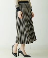 PYHES37440 CHRISTIAN AUJARD(小さいサイズ)(メゾン ドゥ サンク) 【セットアップ対応】デザインプリーツニットスカート ブラック×ベージュ