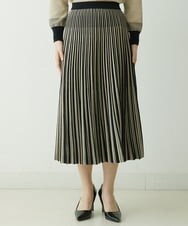 PYHES37440 CHRISTIAN AUJARD(小さいサイズ)(メゾン ドゥ サンク) 【セットアップ対応】デザインプリーツニットスカート ブラック×ベージュ