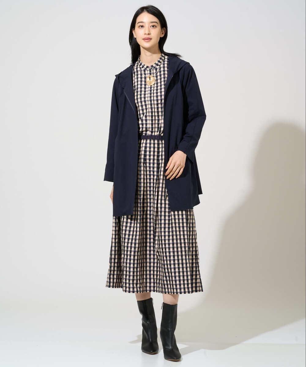 PYHGE09430 CHRISTIAN AUJARD(小さいサイズ)(メゾン ドゥ サンク) [セットアップ対応]シャンブレーチェックスカート オレンジ×ネイビー系