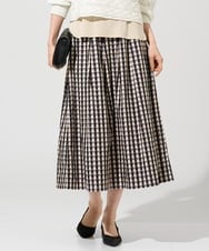 PYHGE09430 CHRISTIAN AUJARD(小さいサイズ)(メゾン ドゥ サンク) [セットアップ対応]シャンブレーチェックスカート オレンジ×ネイビー系