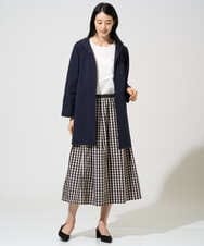 PYHGE09430 CHRISTIAN AUJARD(小さいサイズ)(メゾン ドゥ サンク) [セットアップ対応]シャンブレーチェックスカート オレンジ×ネイビー系