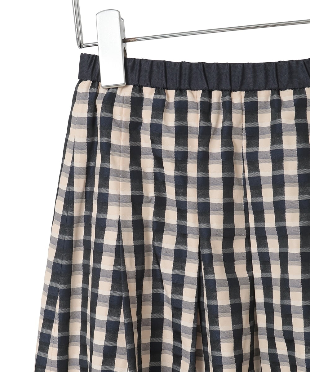 PYHGE09430 CHRISTIAN AUJARD(小さいサイズ)(メゾン ドゥ サンク) [セットアップ対応]シャンブレーチェックスカート オレンジ×ネイビー系