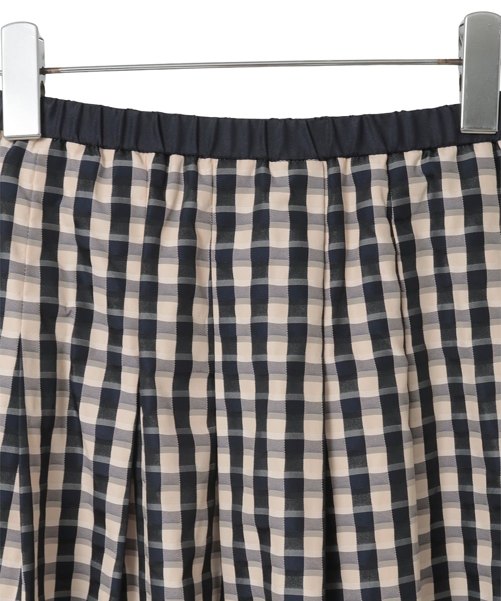 PYHGE09430 CHRISTIAN AUJARD(小さいサイズ)(メゾン ドゥ サンク) [セットアップ対応]シャンブレーチェックスカート オレンジ×ネイビー系