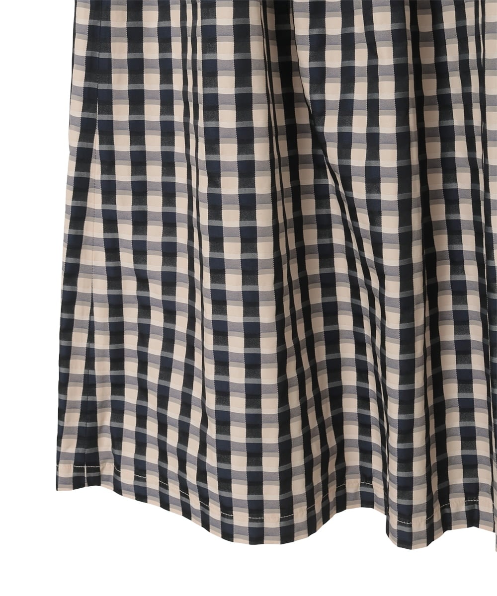 PYHGE09430 CHRISTIAN AUJARD(小さいサイズ)(メゾン ドゥ サンク) [セットアップ対応]シャンブレーチェックスカート オレンジ×ネイビー系