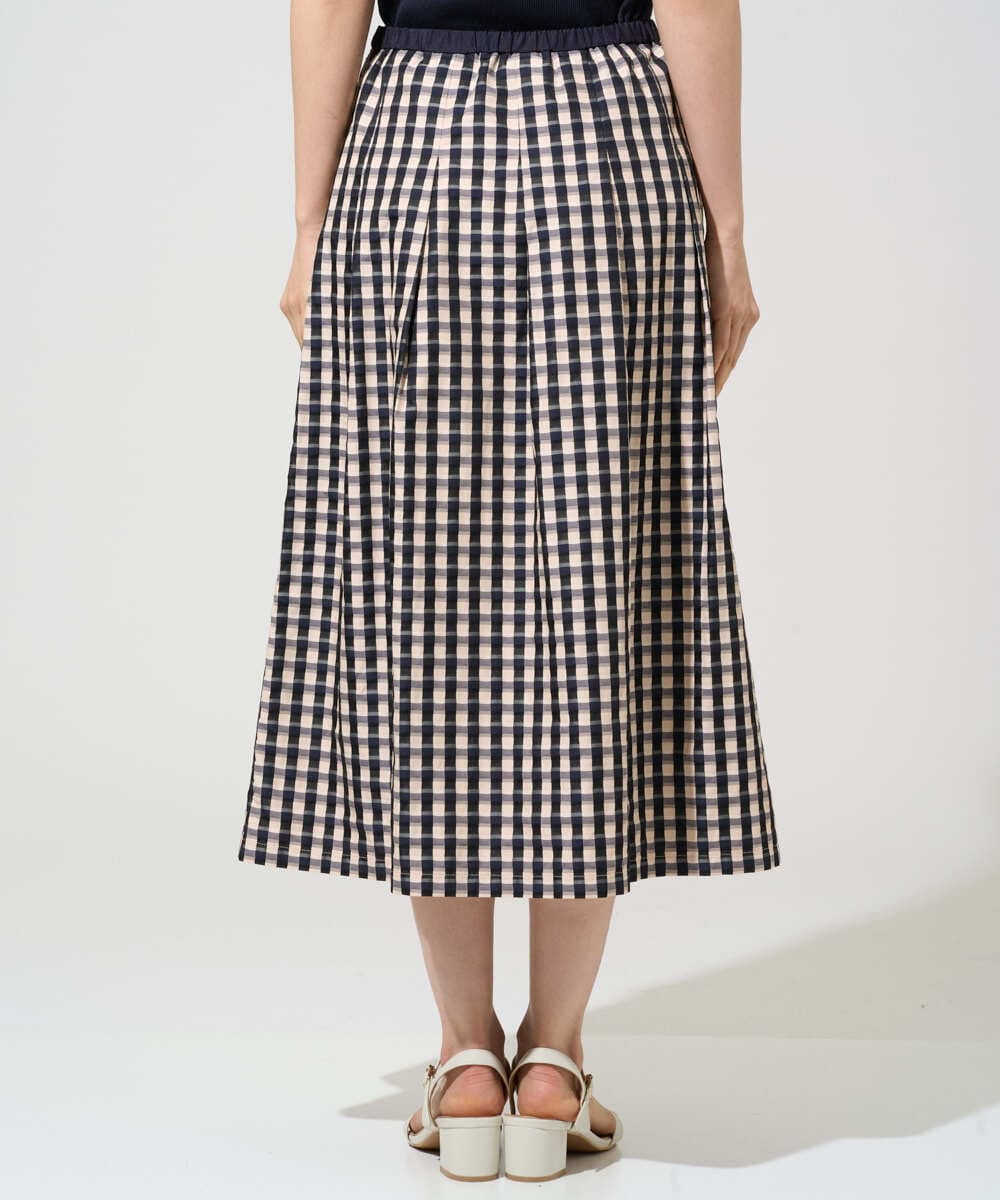 PYHGE09430 CHRISTIAN AUJARD(小さいサイズ)(メゾン ドゥ サンク) [セットアップ対応]シャンブレーチェックスカート オレンジ×ネイビー系