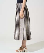 PYHGE09430 CHRISTIAN AUJARD(小さいサイズ)(メゾン ドゥ サンク) [セットアップ対応]シャンブレーチェックスカート オレンジ×ネイビー系