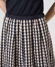 PYHGE09430 CHRISTIAN AUJARD(小さいサイズ)(メゾン ドゥ サンク) [セットアップ対応]シャンブレーチェックスカート オレンジ×ネイビー系