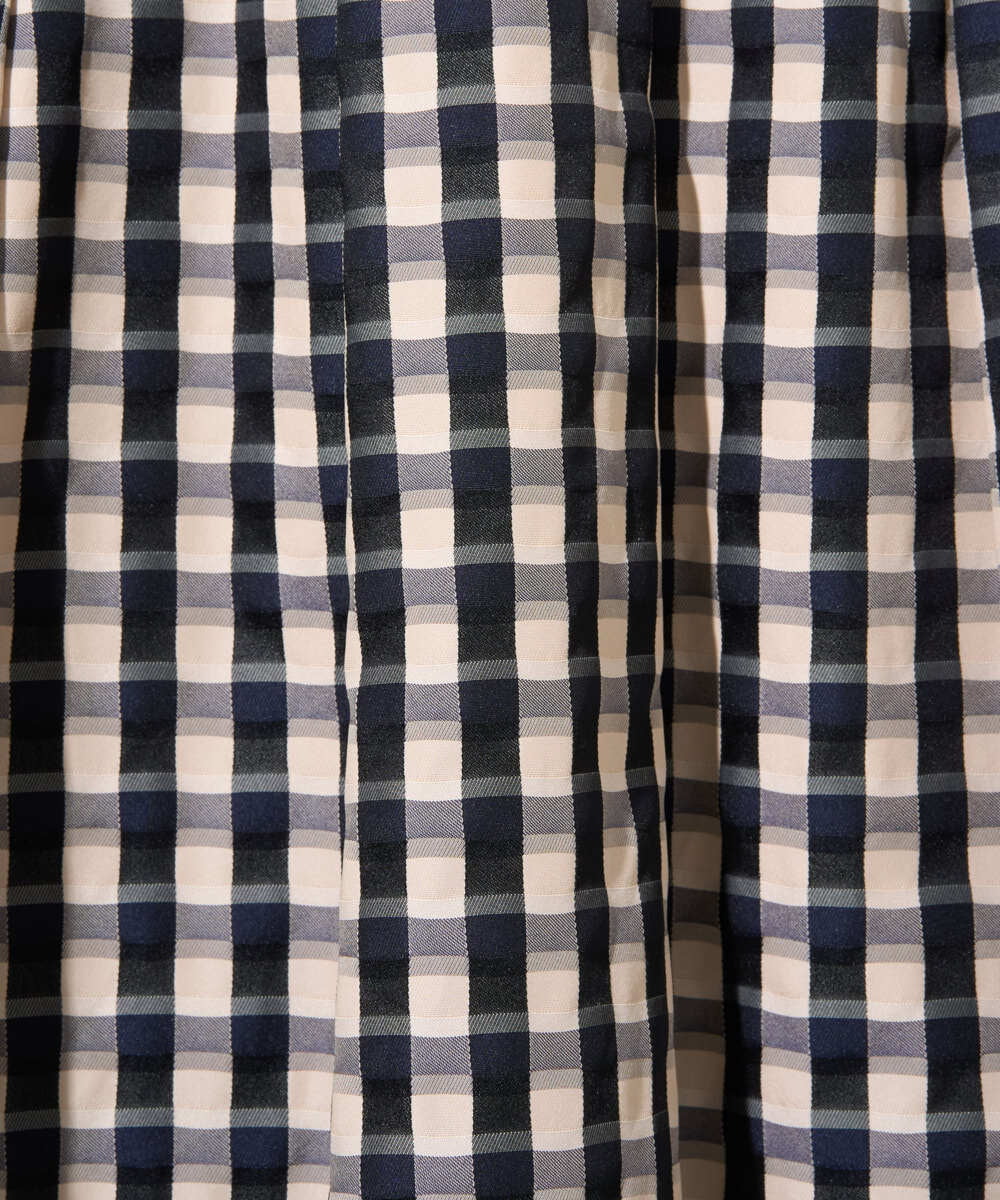 PYHGE09430 CHRISTIAN AUJARD(小さいサイズ)(メゾン ドゥ サンク) [セットアップ対応]シャンブレーチェックスカート オレンジ×ネイビー系