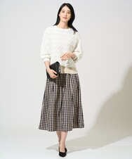 PYHGE09430 CHRISTIAN AUJARD(小さいサイズ)(メゾン ドゥ サンク) [セットアップ対応]シャンブレーチェックスカート オレンジ×ネイビー系