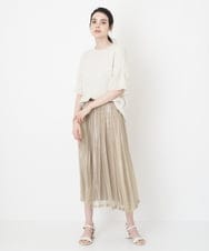 PYHGS45390 CHRISTIAN AUJARD(小さいサイズ)(メゾン ドゥ サンク) シャイニーランダムプリーツスカート ベージュ
