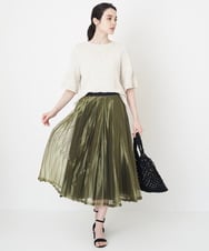 PYHGS45390 CHRISTIAN AUJARD(小さいサイズ)(メゾン ドゥ サンク) シャイニーランダムプリーツスカート ベージュ