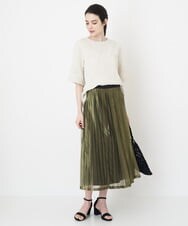 PYHGS45390 CHRISTIAN AUJARD(小さいサイズ)(メゾン ドゥ サンク) シャイニーランダムプリーツスカート ベージュ