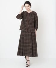 PYHGS62390 CHRISTIAN AUJARD(小さいサイズ)(メゾン ドゥ サンク) [セットアップ対応]シアーチェックAラインスカート ブラウン