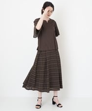 PYHGS62390 CHRISTIAN AUJARD(小さいサイズ)(メゾン ドゥ サンク) [セットアップ対応]シアーチェックAラインスカート ブラウン