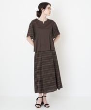 PYHGS62390 CHRISTIAN AUJARD(小さいサイズ)(メゾン ドゥ サンク) [セットアップ対応]シアーチェックAラインスカート ブラウン