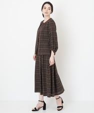 PYHGS62390 CHRISTIAN AUJARD(小さいサイズ)(メゾン ドゥ サンク) [セットアップ対応]シアーチェックAラインスカート ブラウン