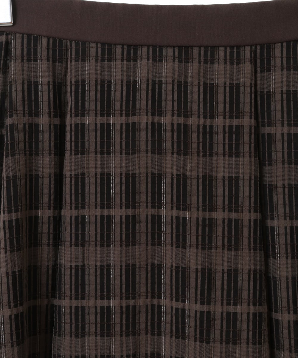 PYHGS62390 CHRISTIAN AUJARD(小さいサイズ)(メゾン ドゥ サンク) [セットアップ対応]シアーチェックAラインスカート ブラウン